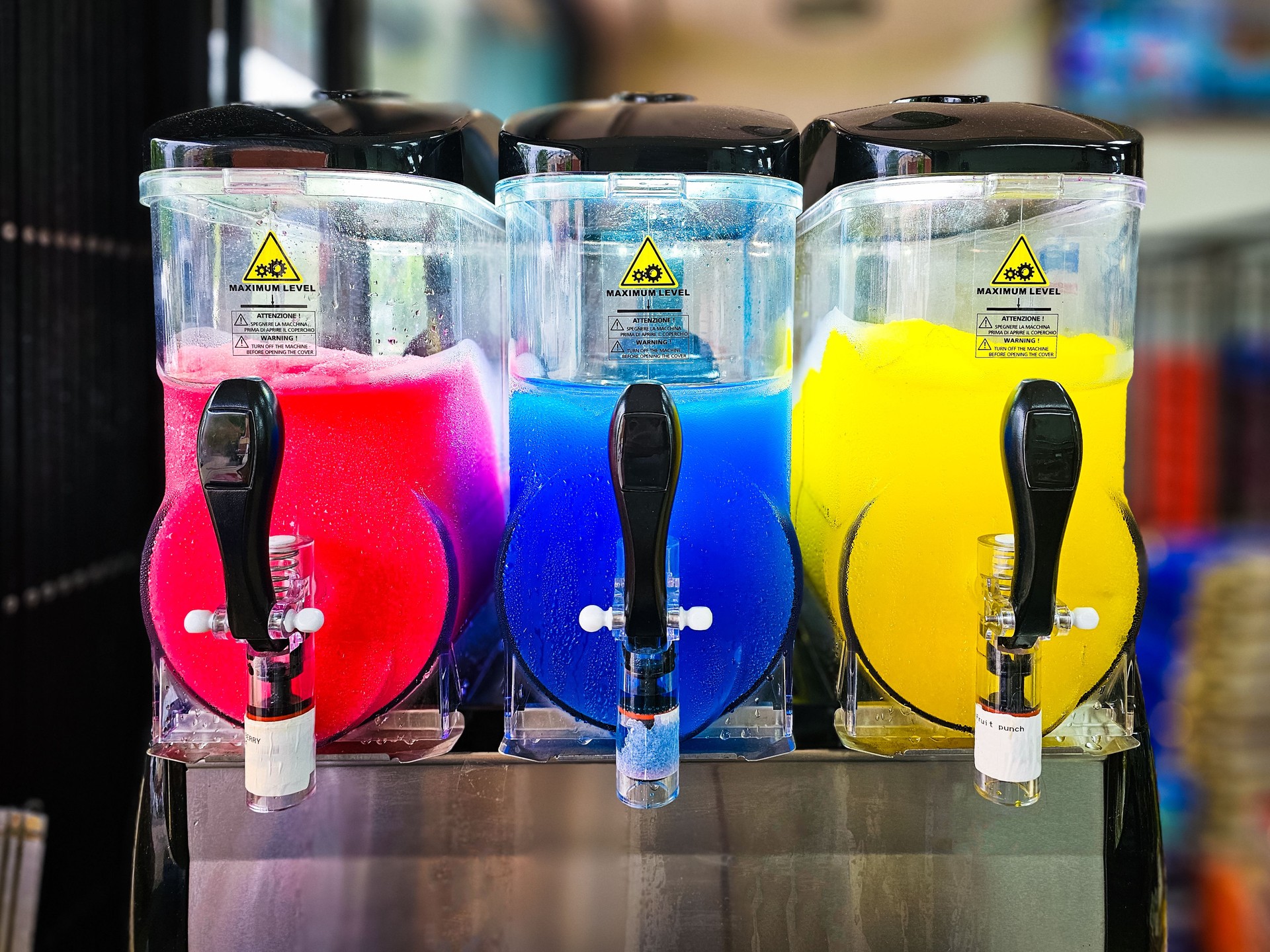 Slushie machine with selection of different flavours
